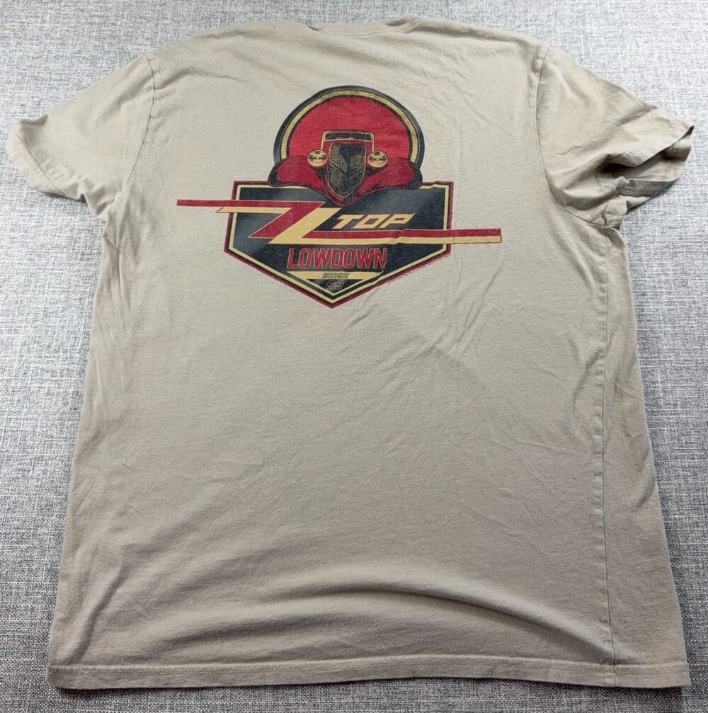 Wrangler ZZ Top Lowdown Since 69 Mens L Tan Double Sided Graphic T Shirt